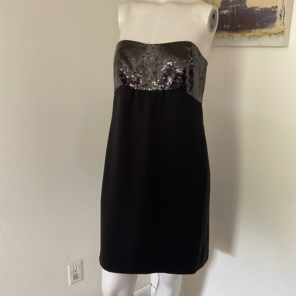 Ann Taylor Black Strapless Dress with Silver Sequin Bodice